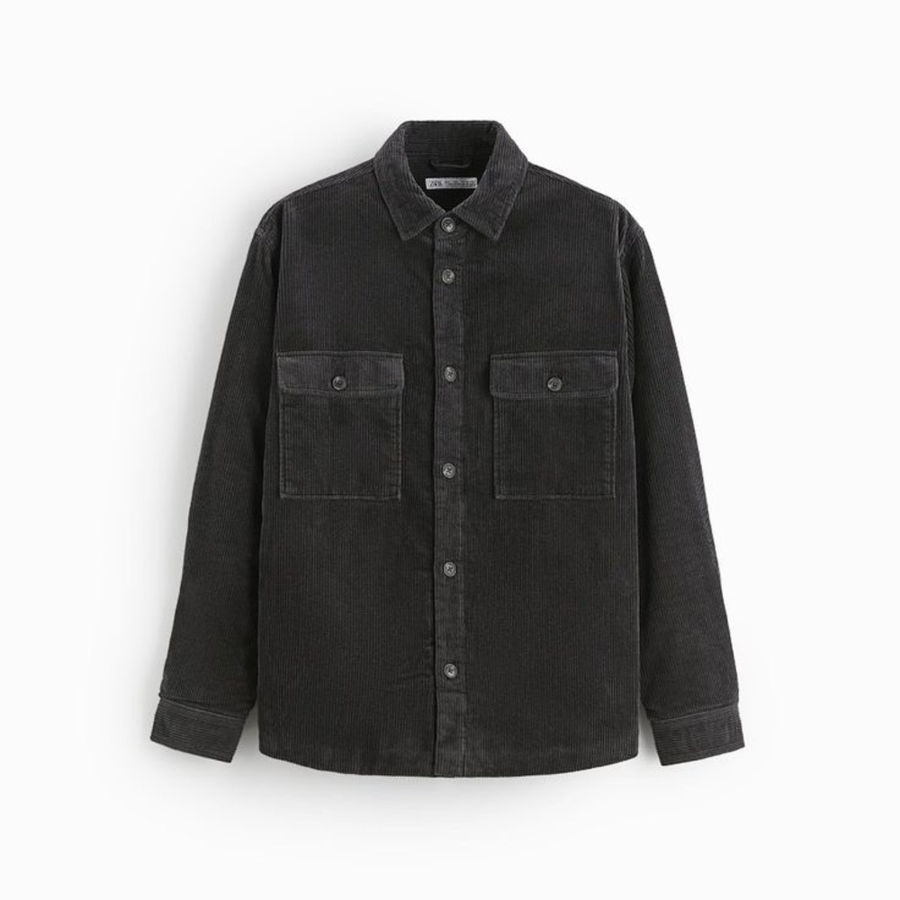 Zara - Black Corduroy Button-Up Shacket